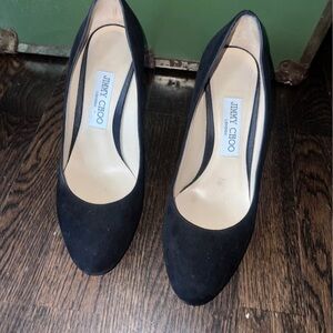 Jimmy Choo suede block heel pumps